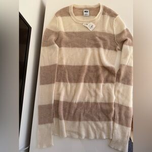 NSF Zuli striped 100% cashmere Cream and Tan Sweater